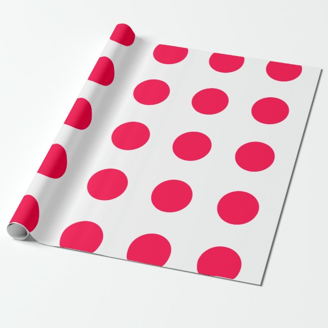 Christmas Red Polka Dots White Template Elegant Wrapping Paper (Unrolled)