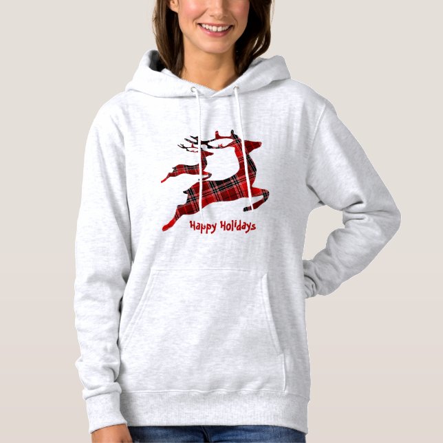Christmas Red Reindeer Holidays Elegant  Hoodie (Front)