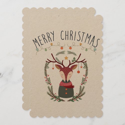 Christmas Red Reindeer Scandinavian Card