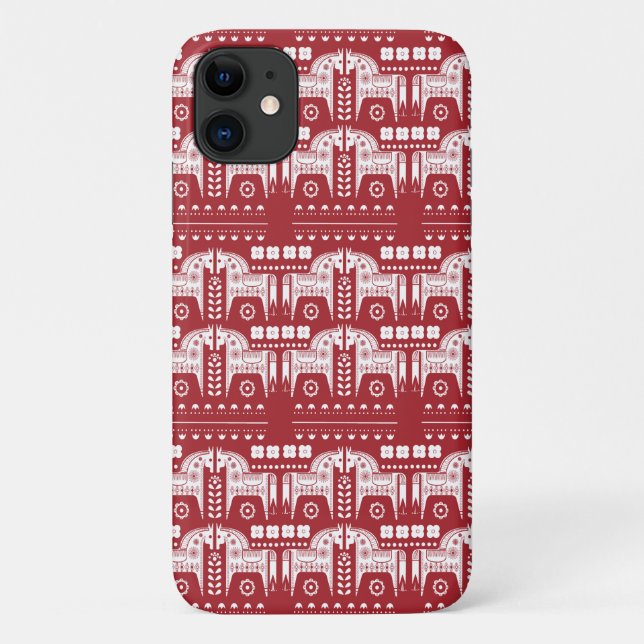 Christmas Red Reindeer Scandinavian Nordic Forest Case-Mate iPhone Case (Back)
