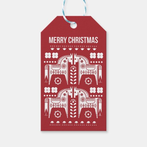 Christmas Red Reindeer Scandinavian Nordic Forest Gift Tags