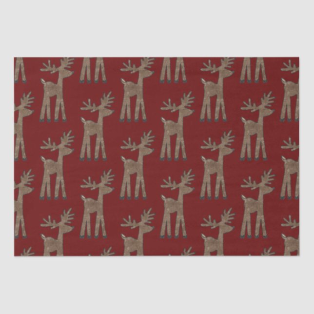 Christmas Red Reindeer Tissue Paper (Front)