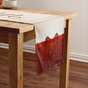 Christmas Red Ribbon Long Table Runner