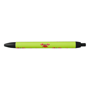 Christmas red ribbon on bright green pen