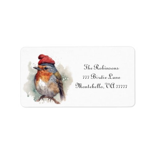 Christmas Red Robin Address Label customizable Label