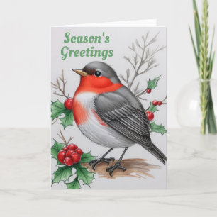 Christmas Red Robin Bird Holiday Card