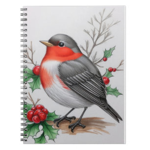 Christmas Red Robin Bird Notebook