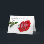 Christmas Red Rose In Snow Holiday Card<br><div class="desc">Red rose nestled in snow for Christmas</div>