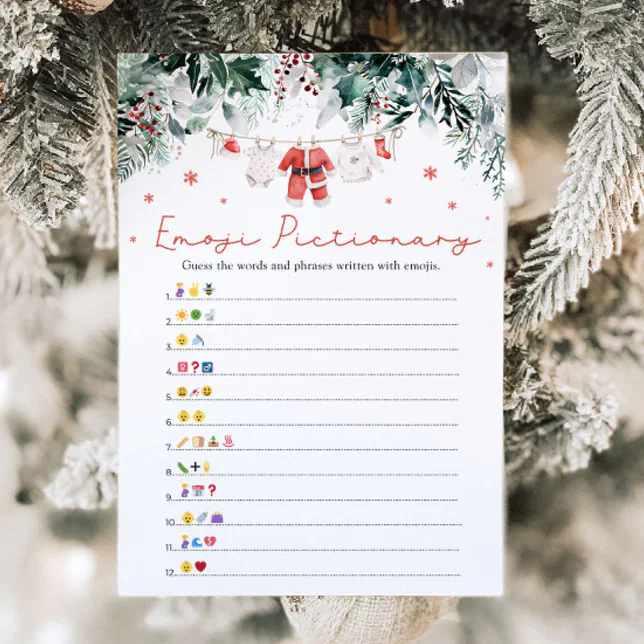 Christmas Red Santa Baby Emoji Pictionary Game Invitation | Zazzle