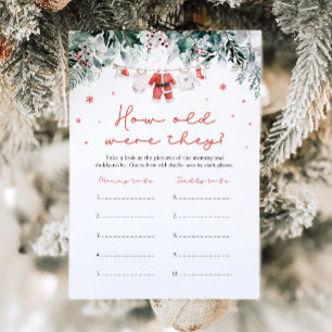 Christmas Red Santa Baby Shower How Old Were They Invitation