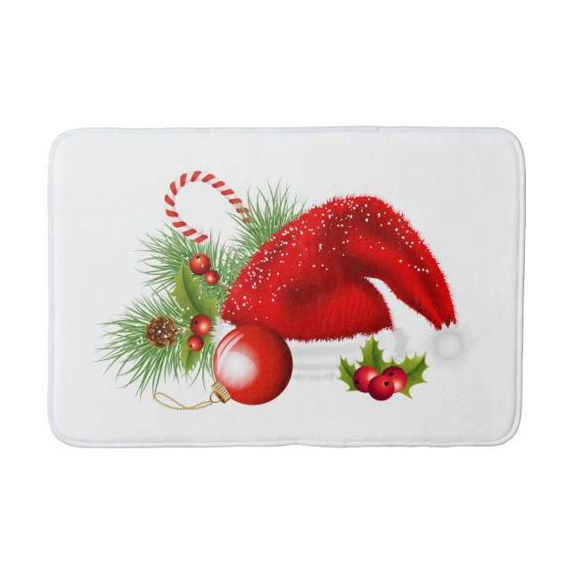 Christmas Red Santa Hat Bathroom Mat (Front)