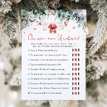 Christmas Red Santa Over Or Under Baby Shower Game Invitation<br><div class="desc">The Red Santa Baby Shower "Red Santa Over or Under" Game brings festive fun and a touch of holiday cheer to your celebration! Featuring a charming design with red snowflakes, eucalyptus greenery, and adorable Santa-themed baby clothes, this game invites guests to guess whether the number of items is over or...</div>