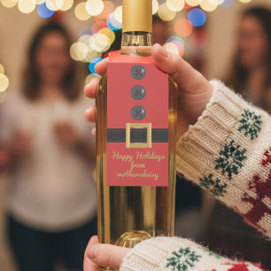 Christmas Red Santa Suit Festive Bottle Hanger Tag