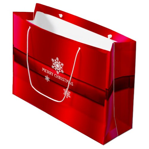 Christmas Red Satin SnowflakesCustom Large Gift Bag
