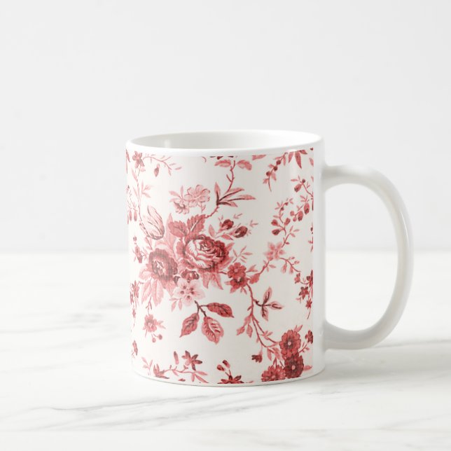 Christmas Red Shabby Toile Coffee Mug (Right)