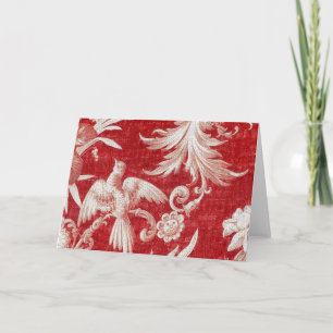 Christmas Red Shabby Toile Holiday Card