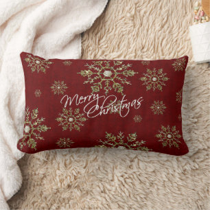 Christmas Red Silver Snowflake Throw Pillow