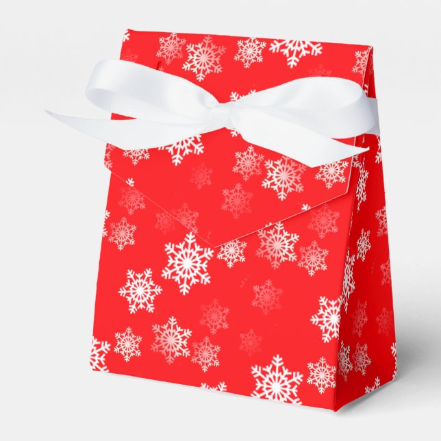 Christmas Red Snow Flurries Favor Boxes (Front Side)