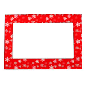 Christmas Red Snow Flurries Magnetic Picture Frame