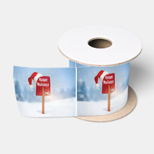 Christmas Red Snow Shovel In Deep Snow Satin Ribbon