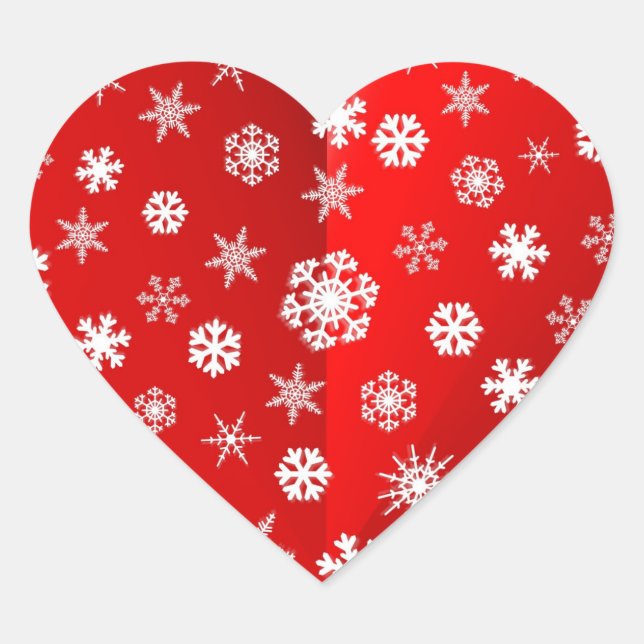 Christmas Red Snowflake Heart Sticker (Front)
