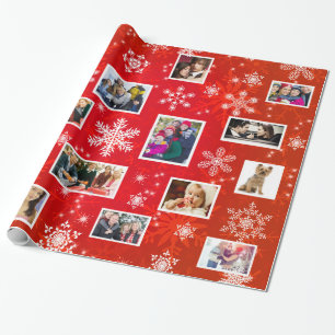 Christmas Red Snowflakes 15 Favorite Family Photos Wrapping Paper