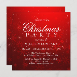 Christmas Red Snowflakes Corporate Christmas Party Invitation