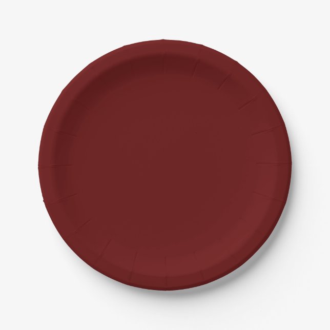 Christmas red, solid red, deep Red, plain Red  Paper Plates (Front)