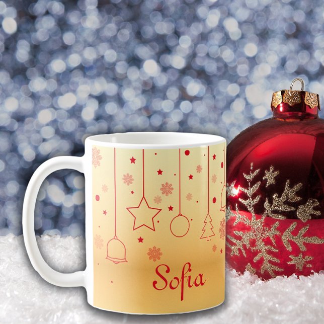 Christmas  red star gold background Classic Mug (Creator Uploaded)