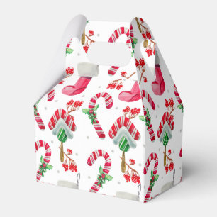 Christmas Red Stockings and Candy Cane Favor Boxes