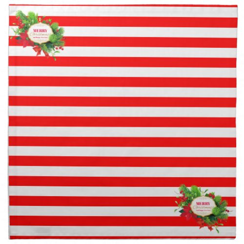 Christmas Red Striped  Cloth Napkin