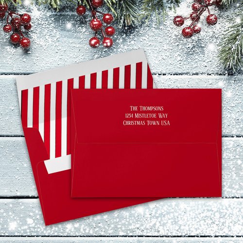  Christmas Red Striped Coordinating 5x7 Envelope
