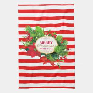 Christmas Red Striped Kitchen Towel