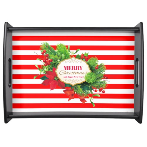 Christmas Red Striped Serving Tray