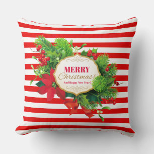 Christmas Red Striped Throw Pillow