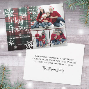 Christmas Red Tartan Photo Holiday Card