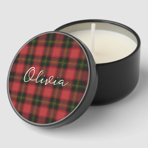 Christmas Red Tartan Plaid Place Card Mini Candle Favors