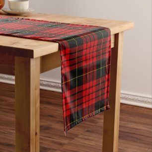 Christmas, Red Tartan Plaid Short Table Runner