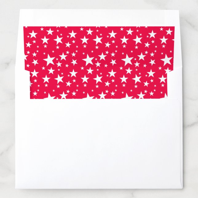 Christmas Red Template White Stars Classic Elegant Envelope Liner (In Envelope)