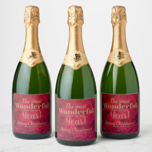 Christmas Red to Black Watercolor Sparkling Wine L Sparkling Wine Label