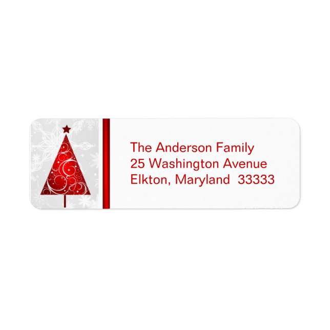 Christmas Red Tree - Return Address Labels (Front)
