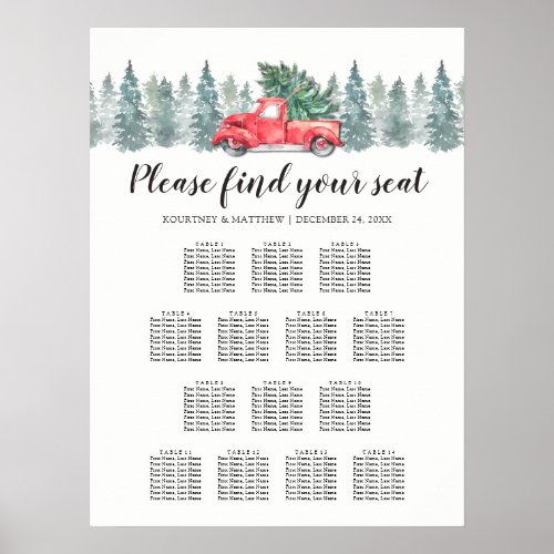 Christmas Red Truck 14 Table Seating Chart
