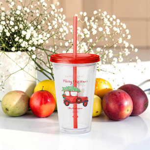 Christmas Red Truck Acrylic Tumbler
