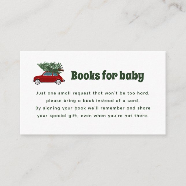Christmas Red Truck Baby Shower Book Request Card (Front)