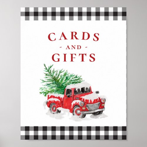 Christmas Red Truck Baby Shower Cards Gifts Sign