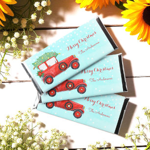 Christmas Red Truck Blue Snow Hershey Bar Favors