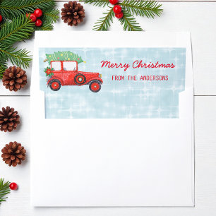 Christmas Red Truck Blue White Holiday Envelope Liner