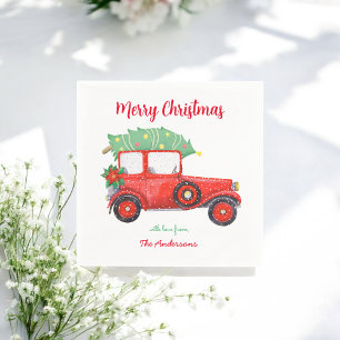 Christmas Red Truck Car Holiday  Napkins