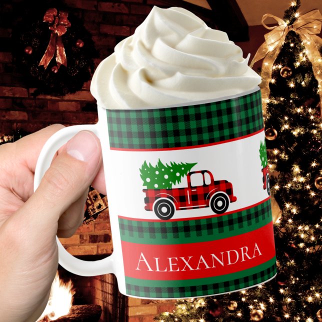 Christmas Red Truck Chef Green Buffalo Plaid   Coffee Mug (Creator Uploaded)