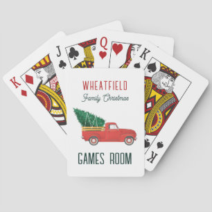 Christmas Red Truck Family Games Room Custom Poker Cards